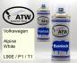 Preview: Volkswagen, Alpine White, L90E / P1 / T1: 400ml Sprühdose + 400ml Klarlack - Set, von ATW Autoteile West.